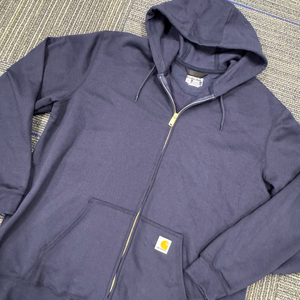 Carhartt Full‎ Zip Hoodie Mens XL Navy Blue EUC K122 Loose Fit Fleece Hooded